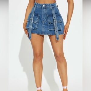BRAND NEW denim cargo mini skirt